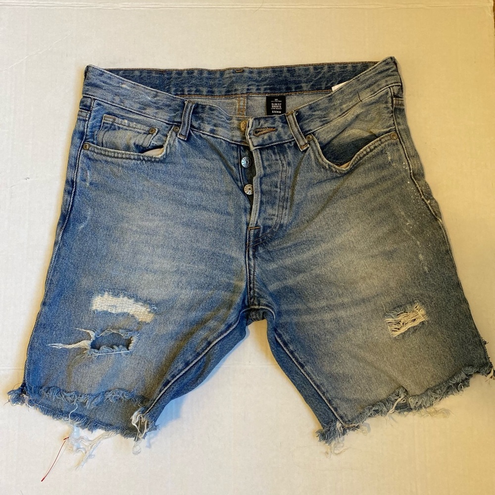 H&M Mens Distressed Slim Fit Shorts sz 30 Low Waist - Picture 1 of 5